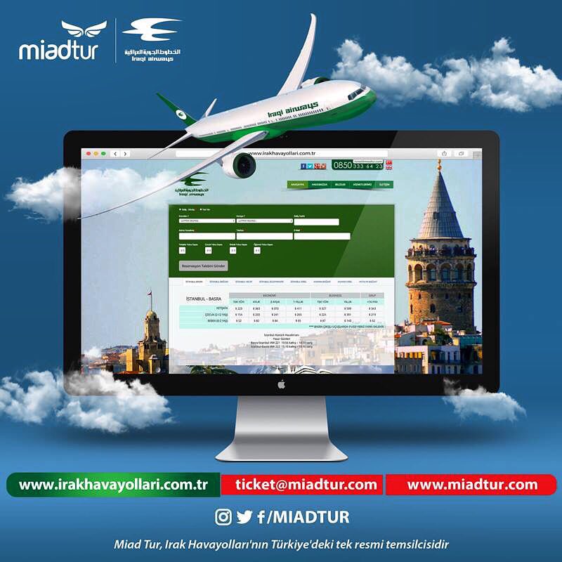 Miadtur's tweet photo. #Miadtur, #Irak Hava Yolları'nın #Türkiye 'deki tek resmi temsilcisidir. Bilgi için 👉🏻 ☎️08503336423 https://t.co/6DU6tLFfbd
#tatil #seyahat https://t.co/e3szMNh3Sr