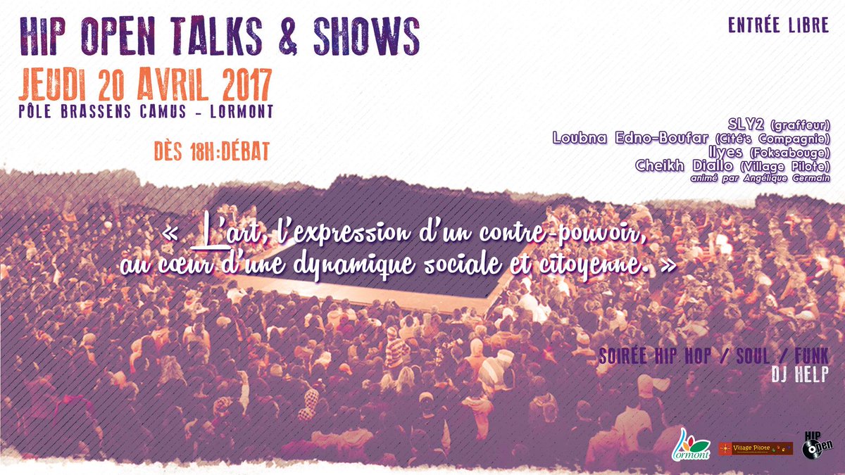 VilledeLormont's tweet photo. @HipOpen s'associe au @Money_Time_BC avec le Hip Open Talks &amp; Shows le 20 avril ! https://t.co/Vjree0uHve