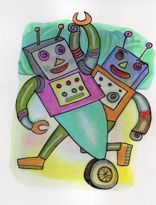 drawstuff's tweet photo. These guys are ready for some fun! #doodle #itsfriday #NationalRoboticsMonth #robotsarecool https://t.co/0gHjnVhBDA