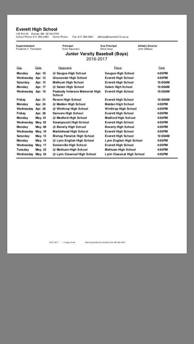 Sgallagher19's tweet photo. JV baseball schedule https://t.co/5d0wtukIwl