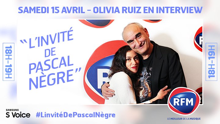 La petillante @OliviaRuiz sera l'invitée de @PascalNegre samedi à 18h sur @RFMFrance. #ANosCorpsAimants #MonCorpsMonAmour #Volver