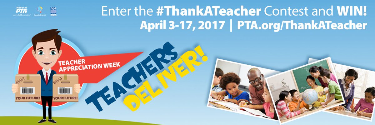 We’ve teamed up with <a href="/NationalPTA/">NationalPTA</a> to celebrate #TeacherAppreciationWeek! #ThankATeacher for a chance to win prizes! pta.org/thankateacher