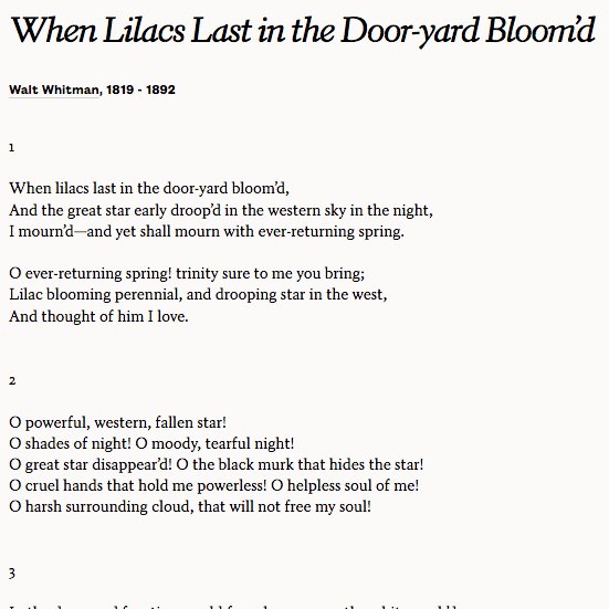 POETSorg's tweet image. #OTD in 1865 Abraham Lincoln is shot at Ford’s Theatre in Washington, D.C. Soon after, Whitman wrote this elegy: poets.org/poetsorg/poem/…