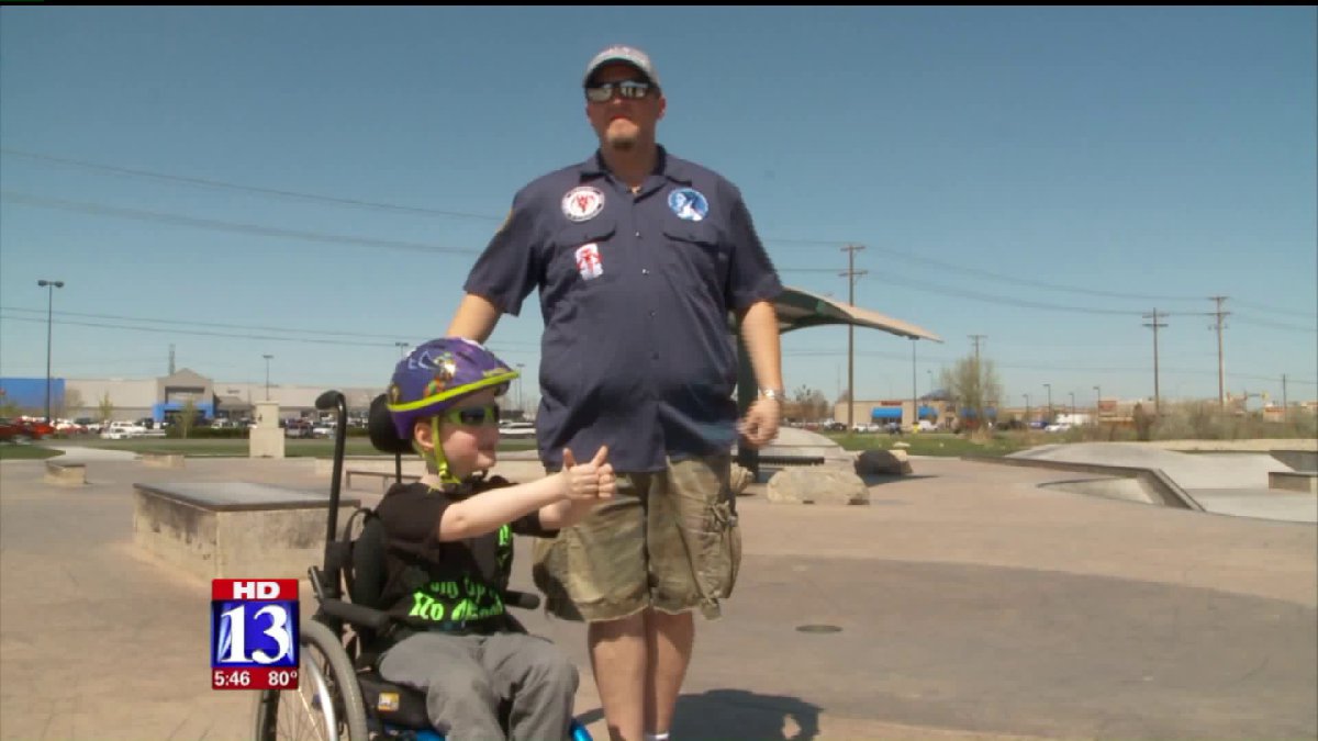 FatherhoodC's tweet photo. Utah dad gets online love after taking wheelchair bound son for spin at skate park - https://t.co/H8Ftt8TsYV https://t.co/LL0SxLFwaK