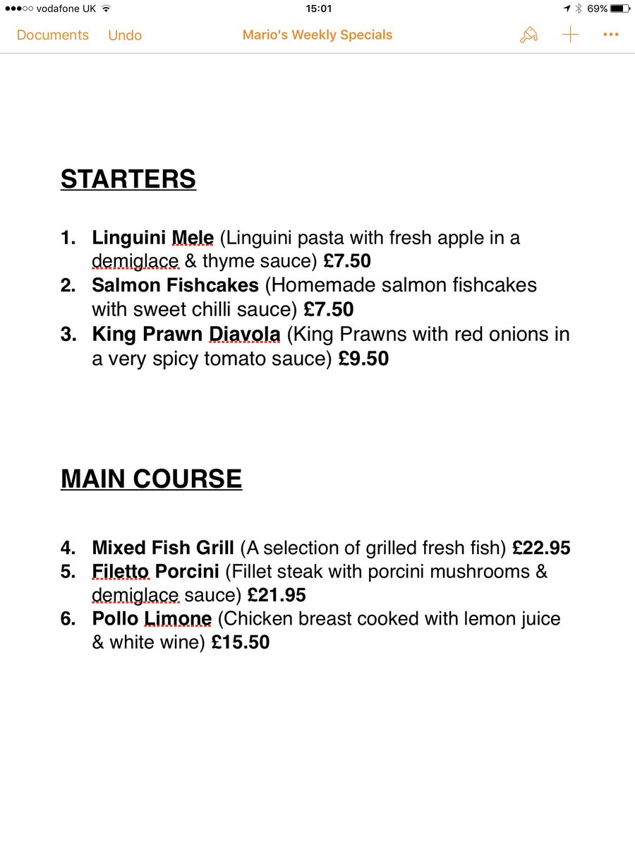 #Easter #weekend #specials #menu #marios #restaurant #bacup #rossendale