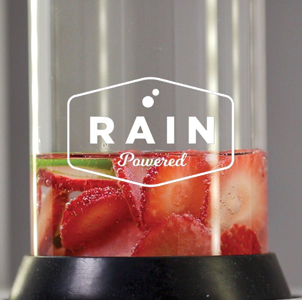 RAIN extraction glamour shot of some 90-sec strawberry+jalapeño infused water. The Purest Flavors Come From RAIN™