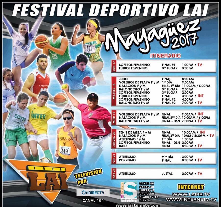 justasmayaguez's tweet photo. Eventos en Vivo por TV y por internet Justas LAI Mayagüez 2017. https://t.co/y07wLm9TJy