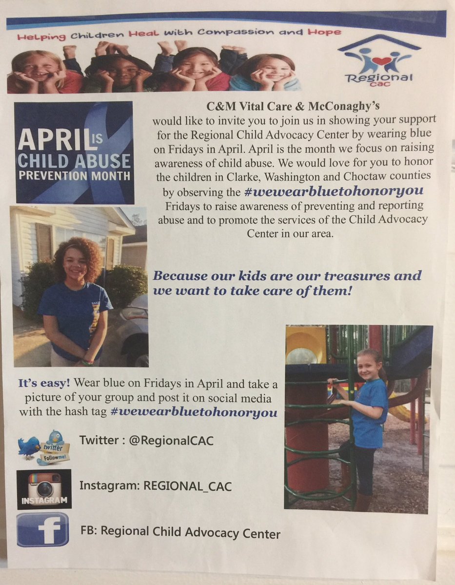 Join Us at the RegionalCAC! April is Child Abuse Prevention month! #wewearbluetohonoryou Thank you!