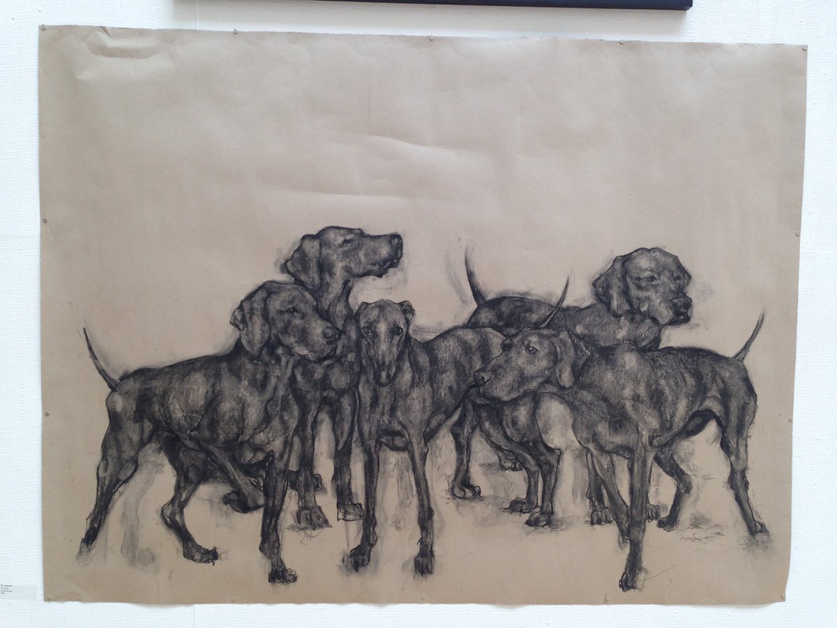 lovelylisaj's tweet photo. Went to the #Drawn2017 exhibition at @RWABristol this afternoon. This was my favourite. The Hounds in charcoal. https://t.co/3X0Bteq9C8