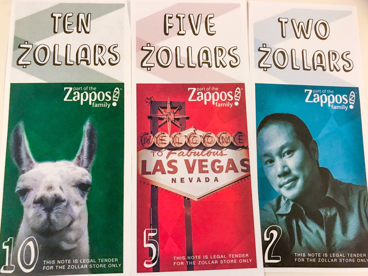 ZapposCulture's tweet photo. At #Zappos we have fun #money called #Zollars for #Zapponians to #reward & #engage each other & buy fun #swag with #companyculture #cctr https://t.co/dVjoiV9IqP