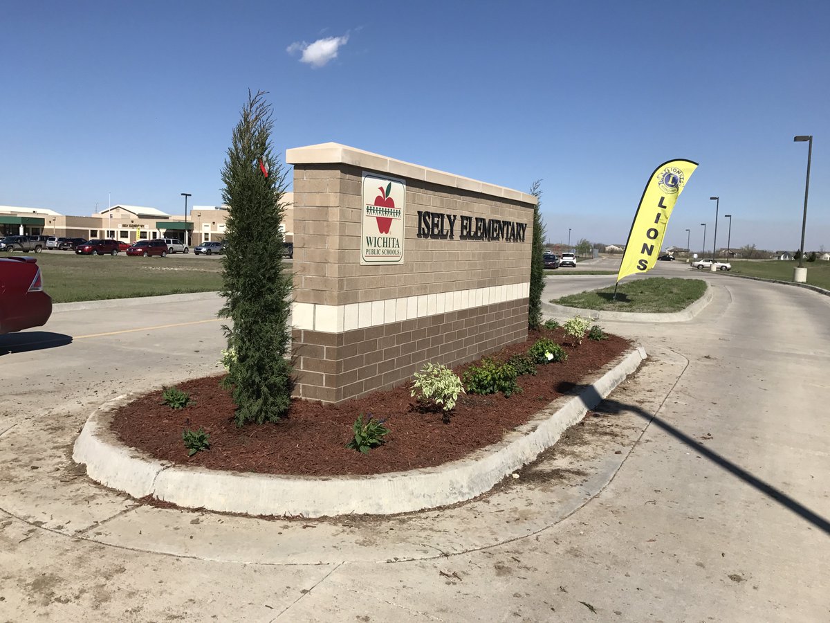 Thank you to the Bel Aire Lions Club for planting around the entry at Isely and to TreeTop for donating the plants! #NationalVolunteerMonth
