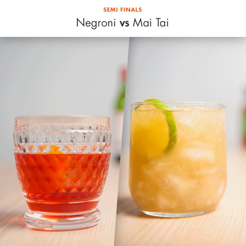 bottlexbottle's tweet photo. It's Gin vs Rum in the #CocktailMadness final four! Negroni vs Mai Tai. Bracket: https://t.co/Dgp6t2tsNU https://t.co/F23RkC80IZ