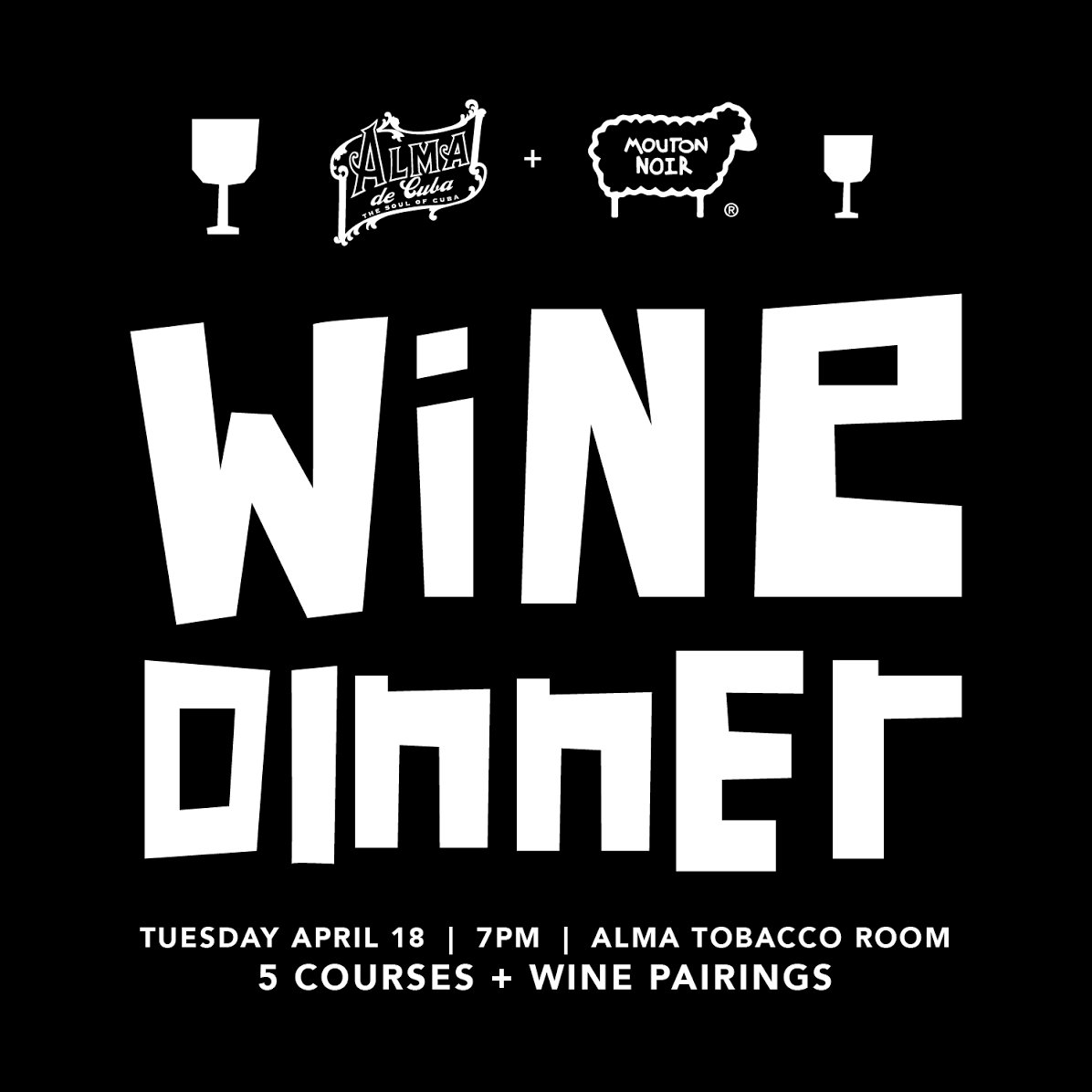 Alma de Cuba Team Welcomes @MoutonNoirWines 
Wine and Dine On April 18, 2017 @7:00 PM. Limited Space Reserve @ 215-988-1799