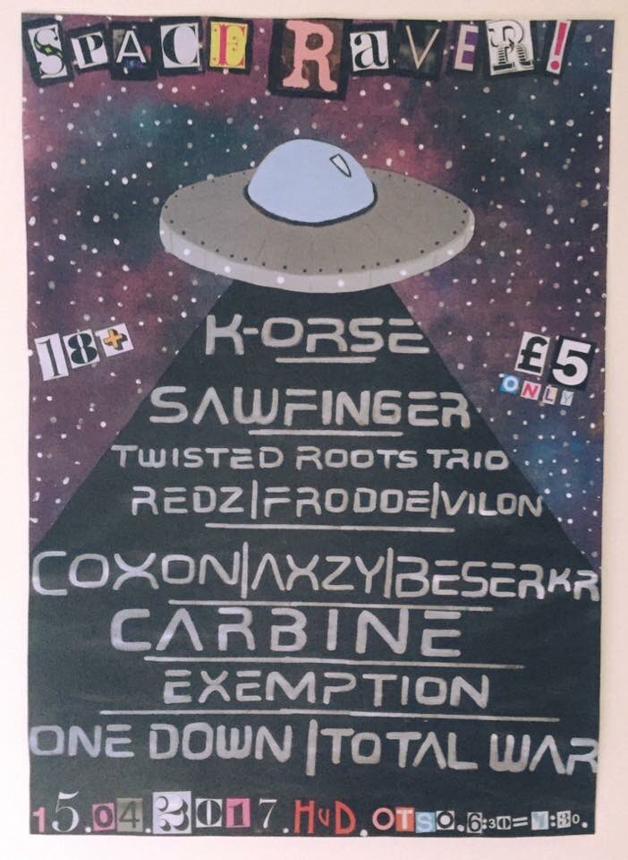 Huddersfield? We ravin' tomorrow or what? #spaceraver #otso #huddersfield #carbine #exemption #totalwar #hc #hxc #hardcore #beatdown