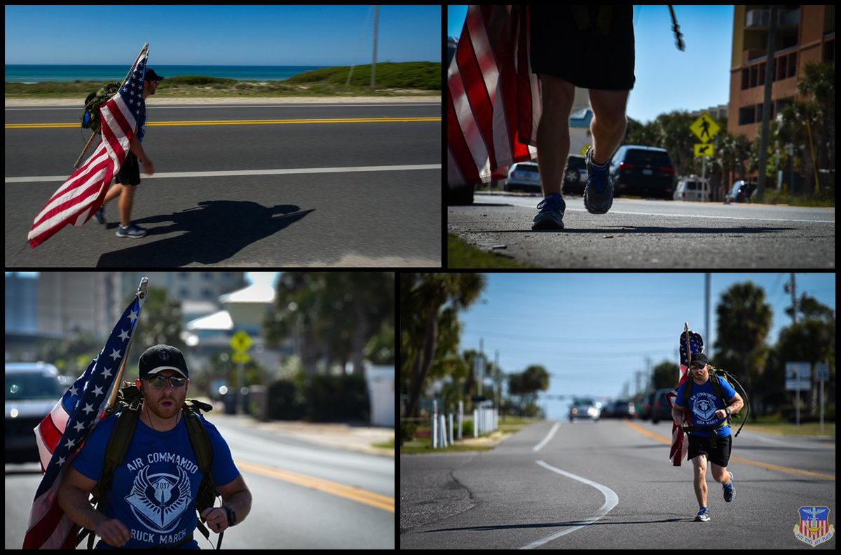 We'd like to welcome home the #AirCommandoRuckers as they finish their 450-mile ruck today, at #HurlburtField from MacDill Air Force Base!🇺🇸