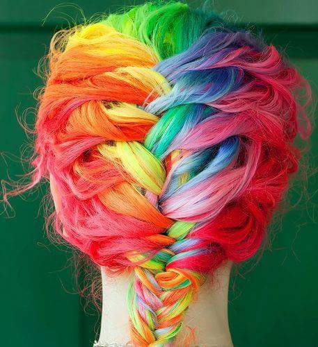 Mistatw's tweet image. #rainbow #hair #dye #dying #dyinghair #braid #twist #hairdo #hairstyle #colours #colors #red #orange #yellow #pink #green #blue #purple