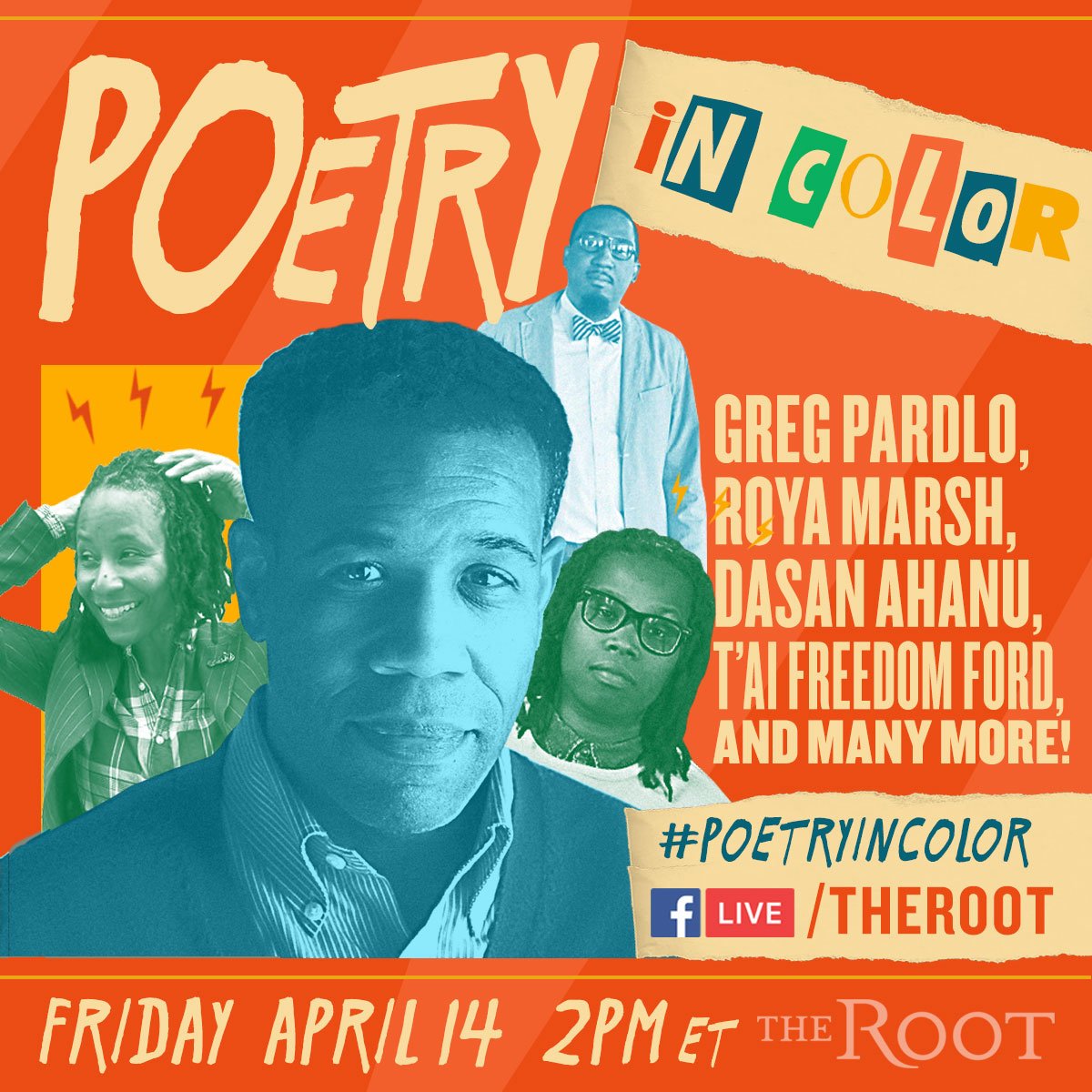 dasanahanu's tweet image. Today 2pm. Tune in to @TheRoot on Facebook LIVE. A special national poetry month event. #poetryincolor #therootlive