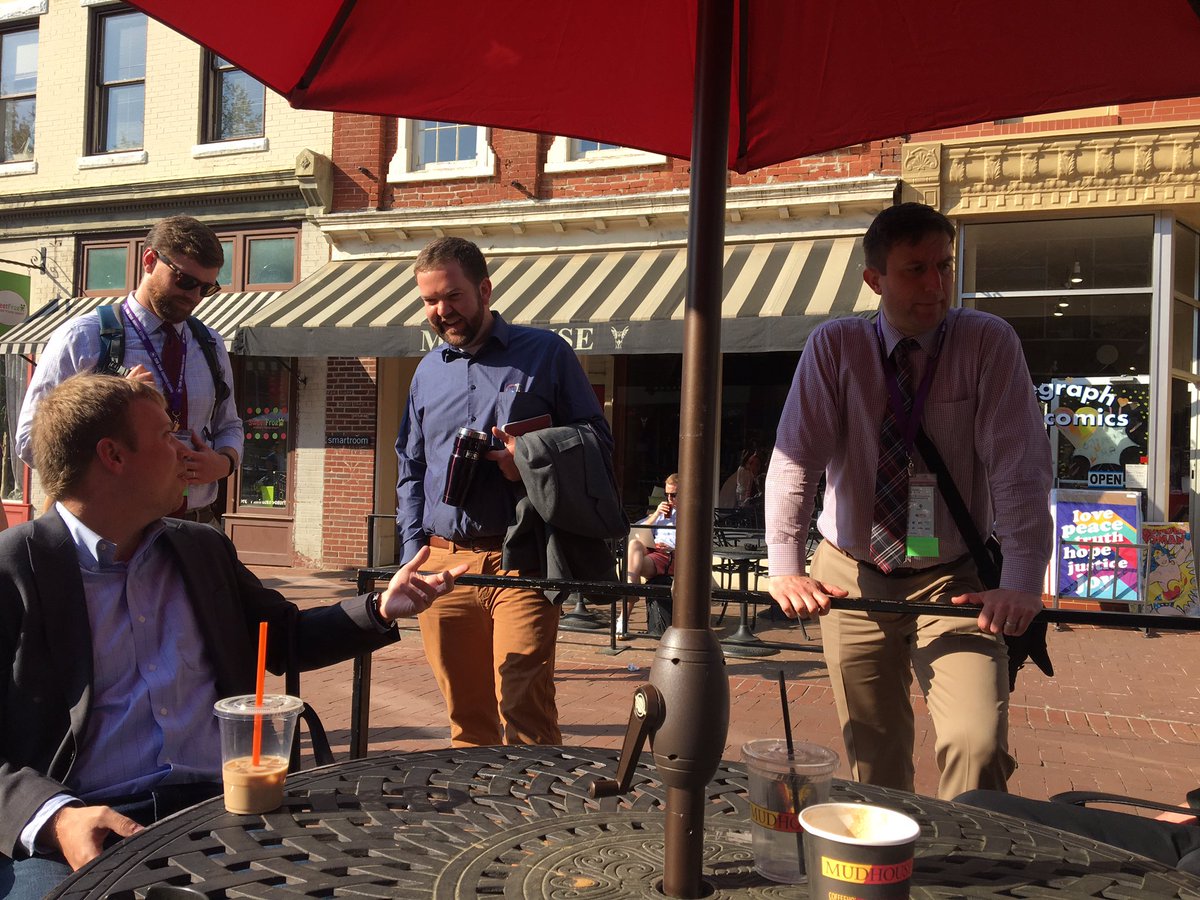 _ResourceX's tweet photo. To better days @hometownsummit when the jackets came off! @ereese15 @benkittelson56 @kwyatt23 @Josh_Edwards11 in @CvilleCityHall #HTS17 https://t.co/c6XabADRrT