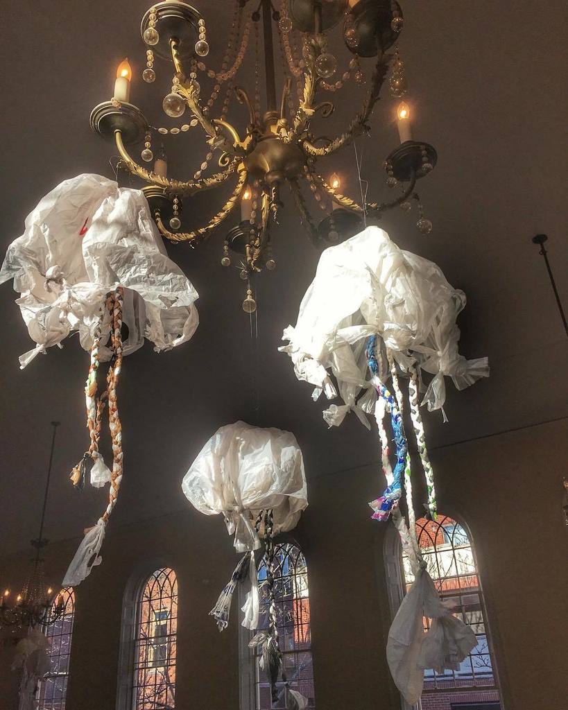 CreativeNShore's tweet photo. The #tidalshift jellyfish are ready for their close-up! @salemartsfestival fashion show fundraiser starts at 7! #s… https://t.co/kkTzRDoPyI https://t.co/ad2ethdkjl