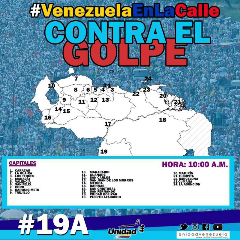 FreddyGuevaraC's tweet photo. Desbordemos las calles este #19A para decirle a Maduro q no permitiremos una dictadura. La voluntad del pueblo se respeta #19AContraElGolpe https://t.co/y7oF4lklmO