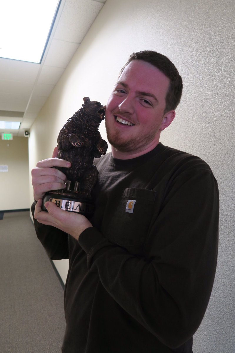 USANorth811's tweet photo. The passing of the torch...I mean #BEARaward from Vicky (Feb winner) to Matt (March winner). Congrats Matt! #CSRofthemonth https://t.co/UIWCi1qVqh