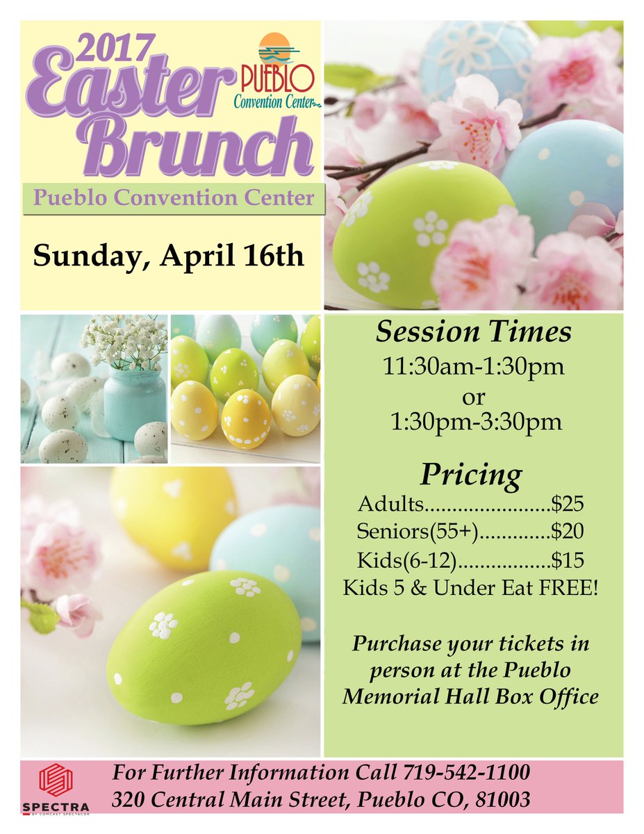 Do you have plans on where to eat on Easter Sunday?  Visit <a href="/PuebloCC/">PuebloCC</a> for Easter Brunch.  2 Seating times 11:30am-1:30pm, 1:30pm-3:30pm