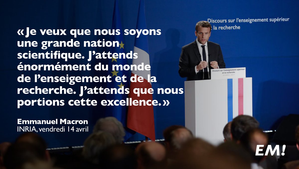 EmmanuelMacron's tweet photo. Redevenir la nation de l'excellence scientifique, du savoir et de la connaissance. https://t.co/Jo4v06ahNr