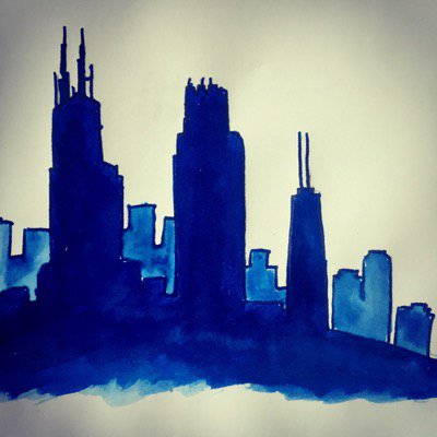 chicagopenshow's tweet photo. An ink drawing of Chicago in blue. Only 3 more weeks till #chicagopenshow2017 https://t.co/MTbQrsD8K3