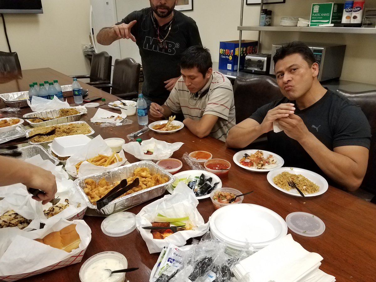 On this #GoodFriday, we are thankful for our wonderful employees and <a href="/MamboSeafood/">Mambo Seafood</a> for the great food! #Houston #TGIF #FridayFeeling #Food