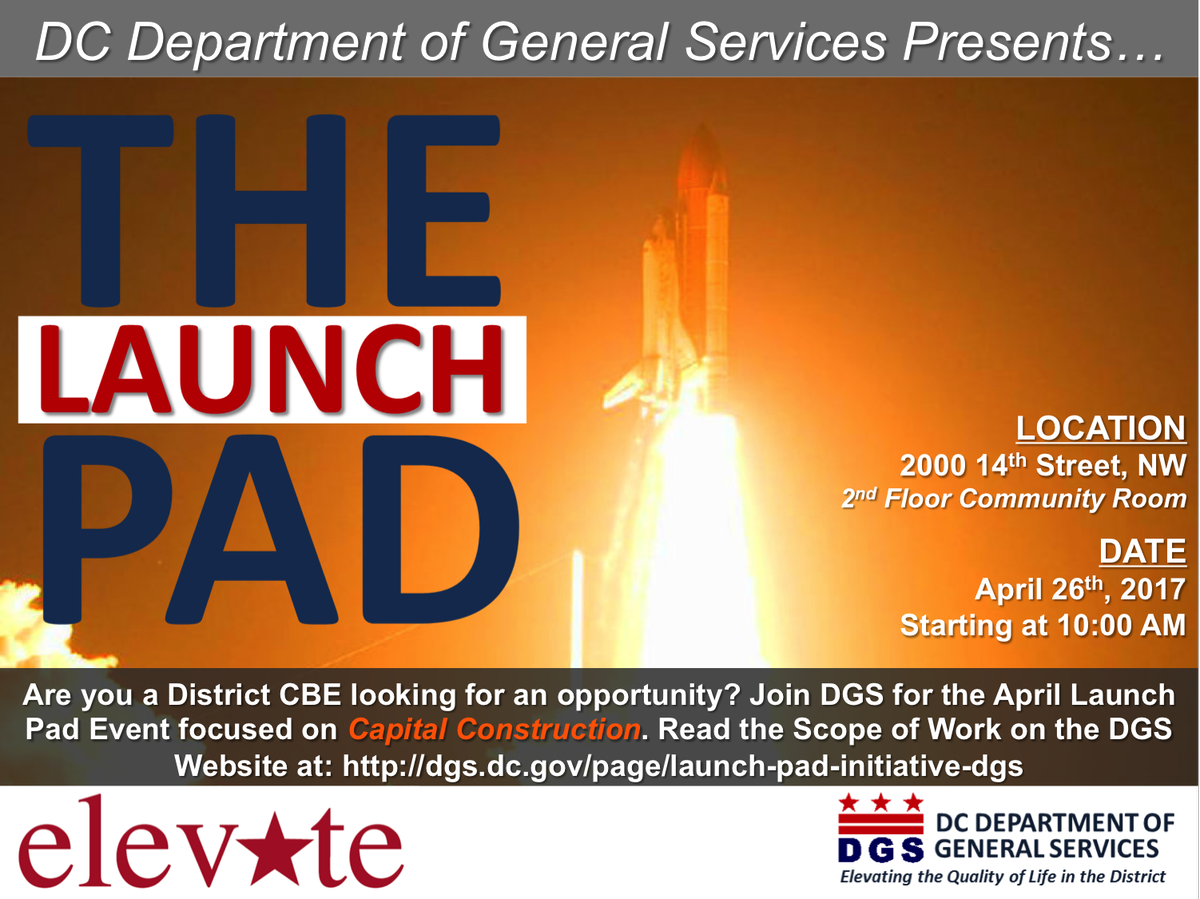 DCDGS's tweet photo. Less than an hour left to register to be 1 of 10 District CBEs to compete to #workwithDGS at #LaunchPadDC. https://t.co/nukxIjyyt6 https://t.co/ul1nT16EEL