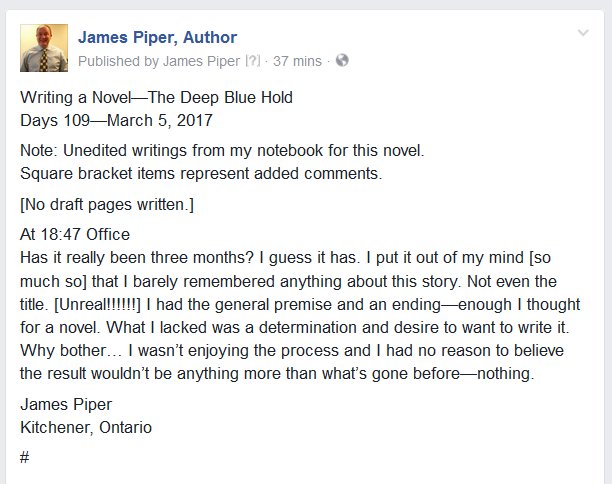 byJamesPiper's tweet photo. Days 109—March 5, 2017
"I barely remembered anything about this story."
#amwriting #Novel #thriller 
https://t.co/CTLybzZjBy https://t.co/s3YzlEHbsT