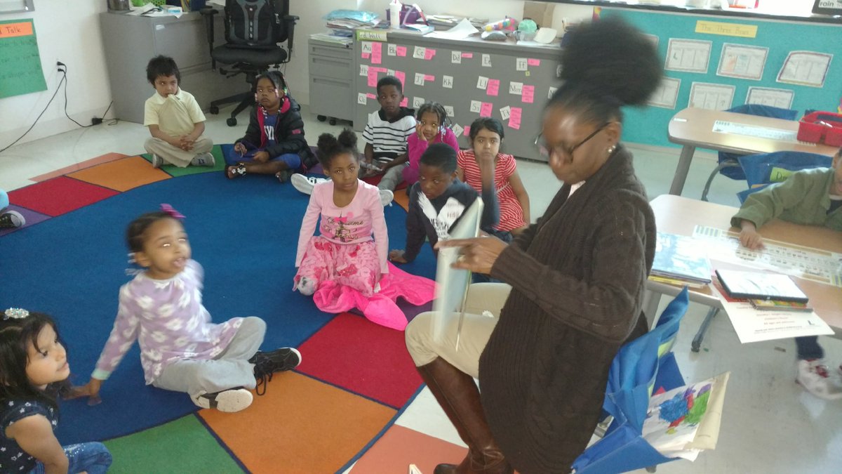 school4us's tweet photo. @Plummer_ESDC Mrs.Glover from Benning Public Library reads to kindergarten for School Library Month. #dcpslibraries, @dcpl https://t.co/6gaNaXGL85