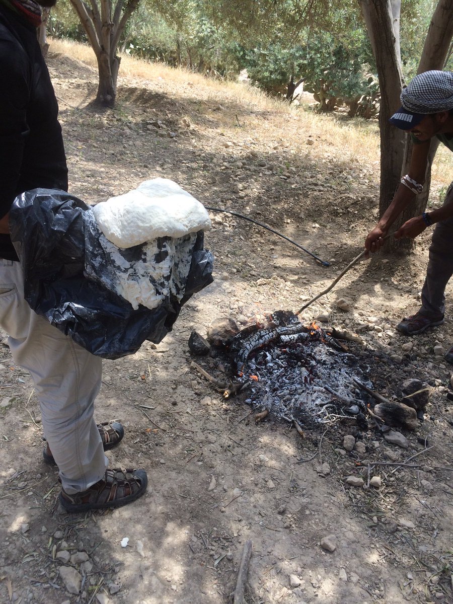 olivia_r_mason's tweet photo. Today's lesson on the #jordantrail - arbud. A Bedouin bread baked under coals underground #learningasiwalk #alternativeknowledge #ThruJT https://t.co/Pdlo63yoRX
