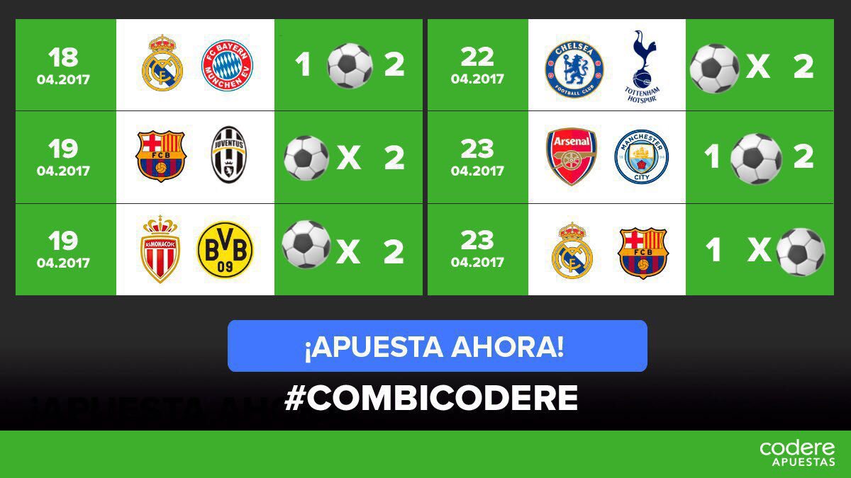 NeuralTradeIA's tweet photo. Ésta es mi #COMBICODERE para los 6 partidazos que se avecinan. Cuotón @365 !! Haz tu combinada en Codere AQUÍ 🔥👉 https://t.co/rtYZjjl0QS https://t.co/yxoUWNmHgM