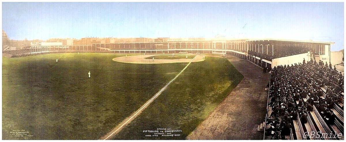 BSmile's tweet photo. 112 Years Ago Today: Pittsburgh #Pirates at Cincinnati #Reds ~ Opening Day at the Palace of the Fans (April 14, 1905) @Reds #MLB https://t.co/YyvPlra2yS