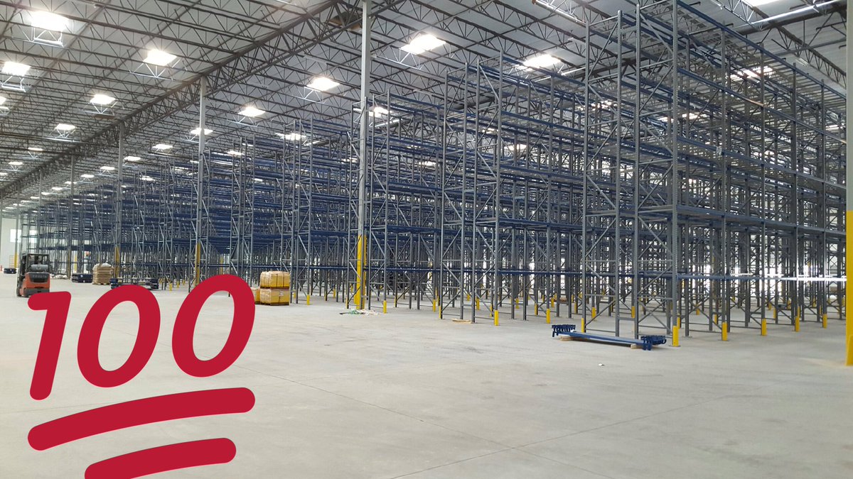 STARRACK_INC's tweet photo. Progress of The Pallet Rack Install @ Ontario CA by @STARRACK_INC crew good job guys #starrack #racks #installation #warehouse #beams https://t.co/BRD5DrJwKQ