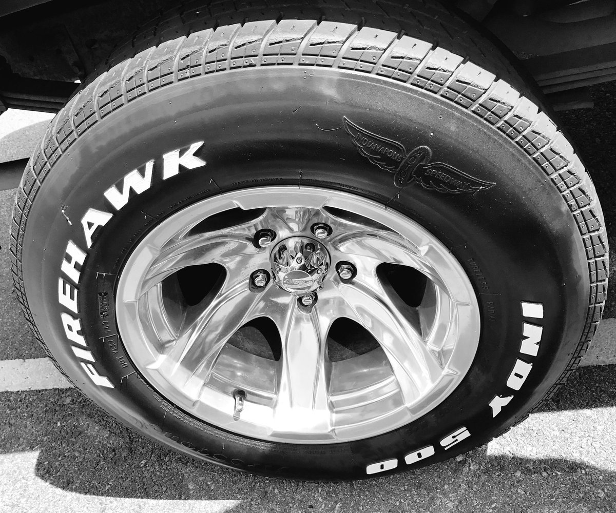 Will_NeSmith's tweet photo. Saw the coolest tires ever at the bank today.... #isitmayyet? #wingandwheel #Indy500 https://t.co/rOB7TuzUNp