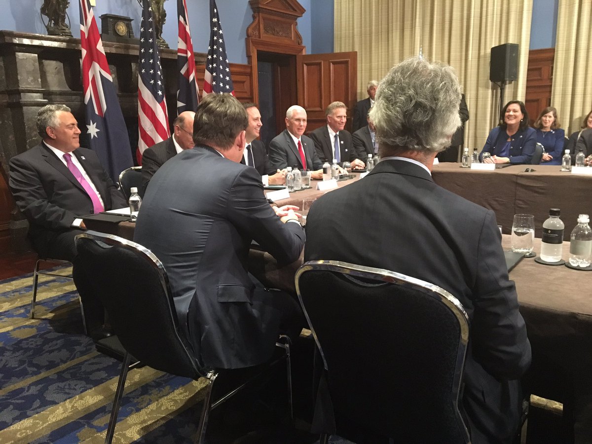Meeting with business leaders in Australia to see how we can make a very good economic relationship even better. #VPinAUS