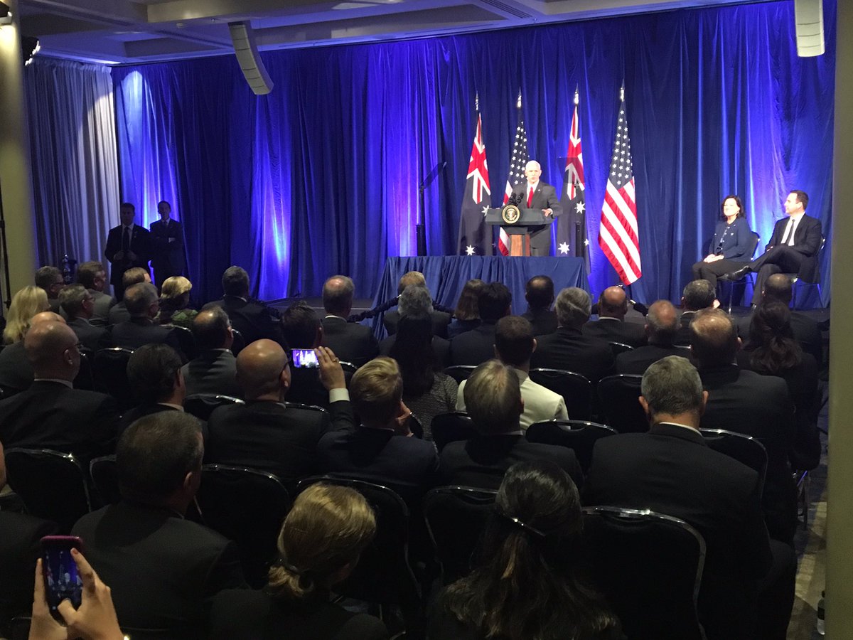 Thank you for the honor and opportunity to be at the American Chamber of Commerce in Australia. #VPinAUS