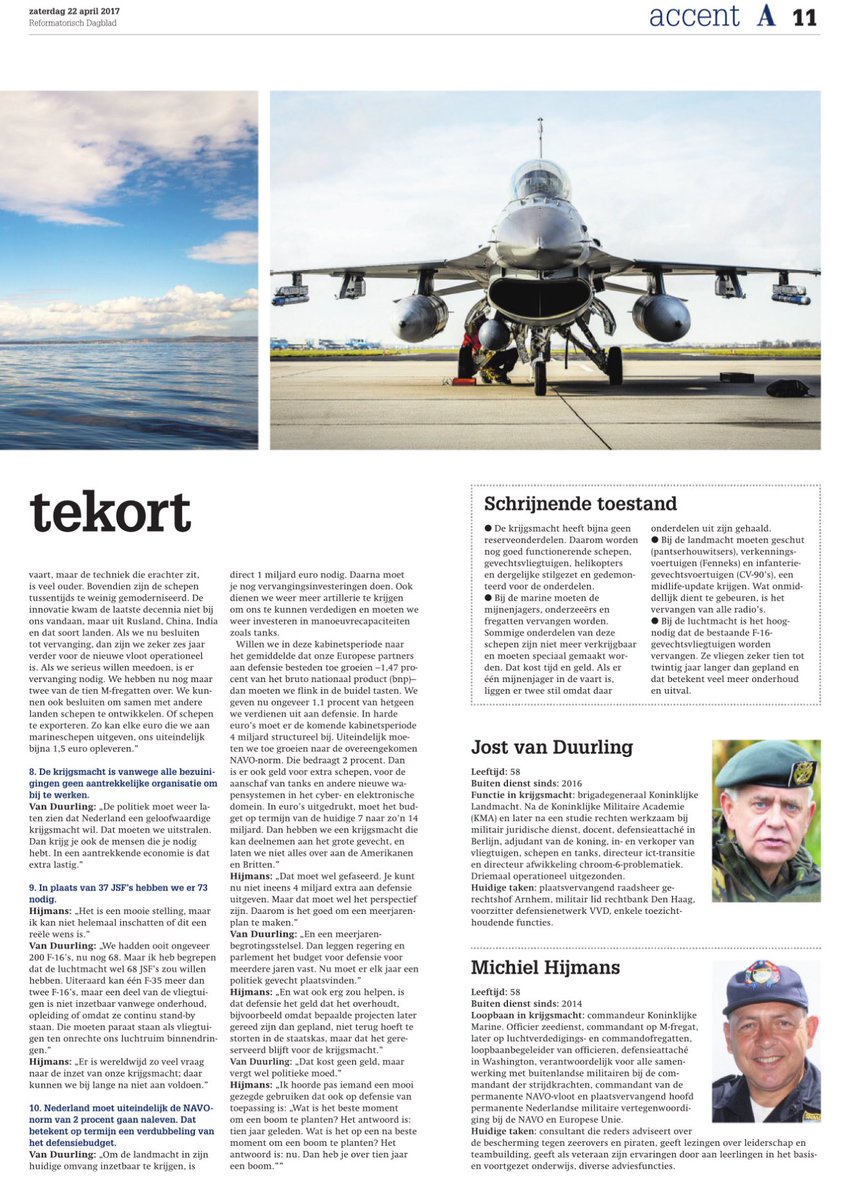 'Onze hele defensiebegroting kost evenveel als zo'n drie weken zorg' #defensie