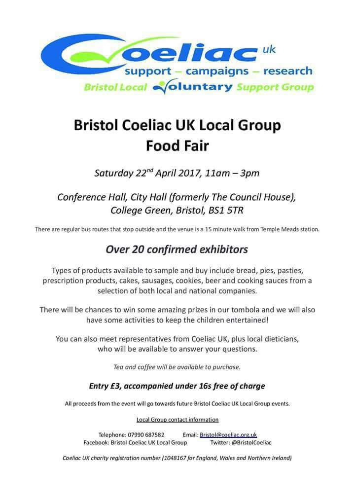 Bath_Coeliac's tweet photo. Don't forget Bristol coeliac food fair today https://t.co/fJ9qniSUK7