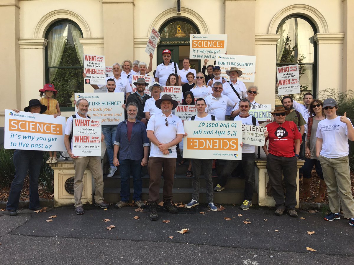 Robbiejvandijk's tweet photo. @rationalist_aus teaming up with @RoyalSocietyVic for #marchforscienceau #MarchForScience https://t.co/mz6MYCvQsR