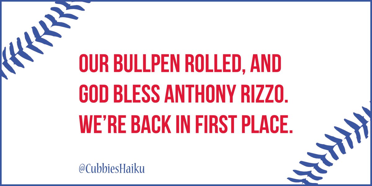 #FlyTheW #FirstPlace #GoCubsGo #ThatsCub #Comeback #Bullpen @ARizzo44 @Cubs