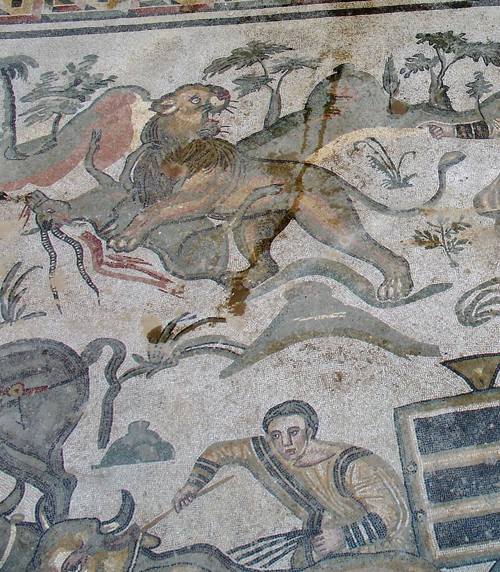 Hunting Scene Mosaics - #Roman mosaics from a rich Roman's villa (Diocletian period 286 - 305 AD) Piazza Armerina, #Sicily