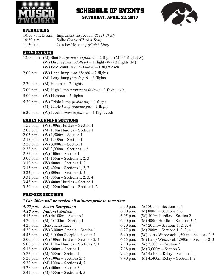 IowaEvent's tweet image. Musco Twilight tomorrow (Saturday) at the Cretzmeyer T&amp;amp;F Complex! $5 adults, kids free &amp;amp; free parking. See schedule 👇🏼