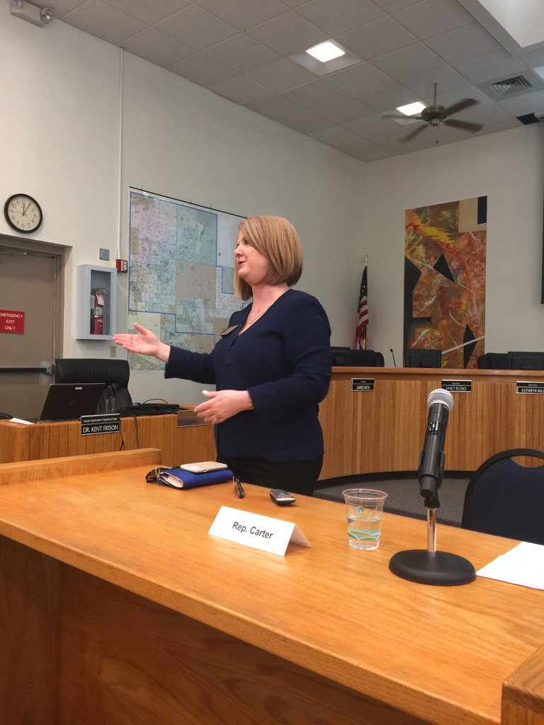 Rep. Heather Carter-LD15-speaks @ the CCUSD Business Partner Luncheon on Legislative Bills &amp; budget.