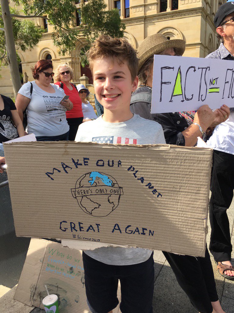 WendyIngman's tweet photo. Make our planet great again! #ScienceMarchAdelaide #ScienceMarchAU https://t.co/PBKZ6BGn8j