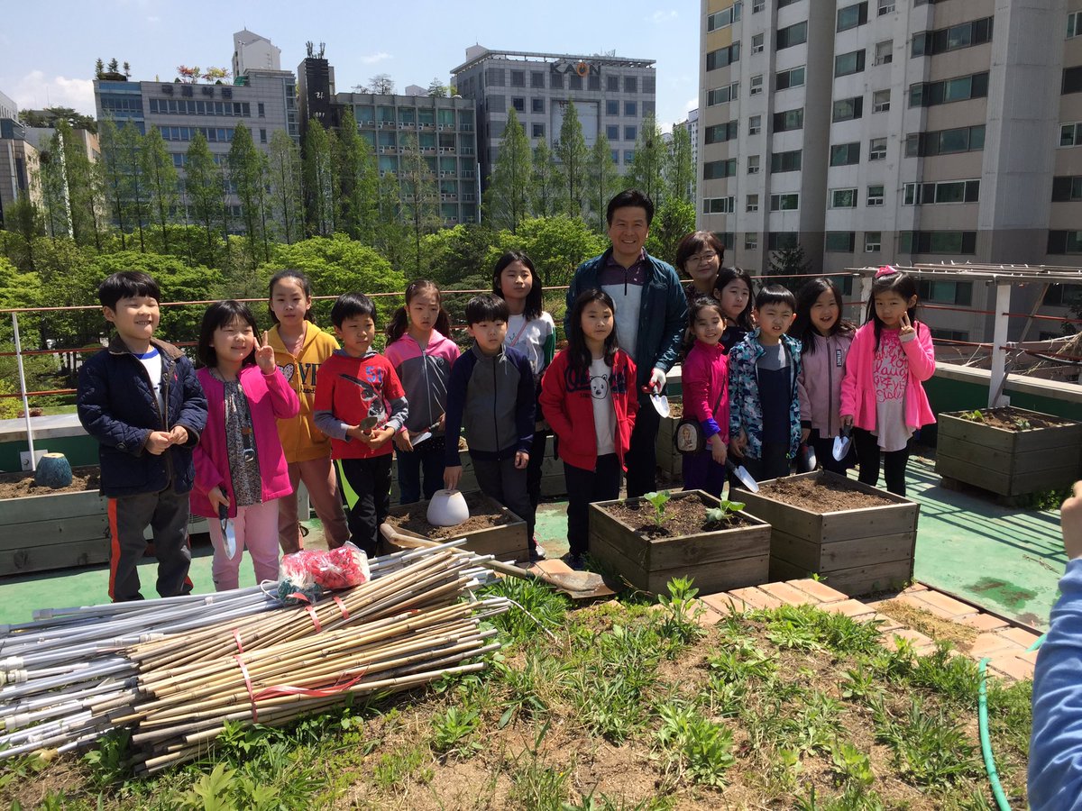 #성남시 #야탑2동(동장 서재섭) 옥상텃밭가꾸기에 어린이들이 모종심기 체험을 하였습니다. 방울토마토, 오이 등을 심었는대요. 정말 재미있어 하네요~ 주말마다 올라와서 물주며 잘 자라는지 보살펴주겠다네요~^^