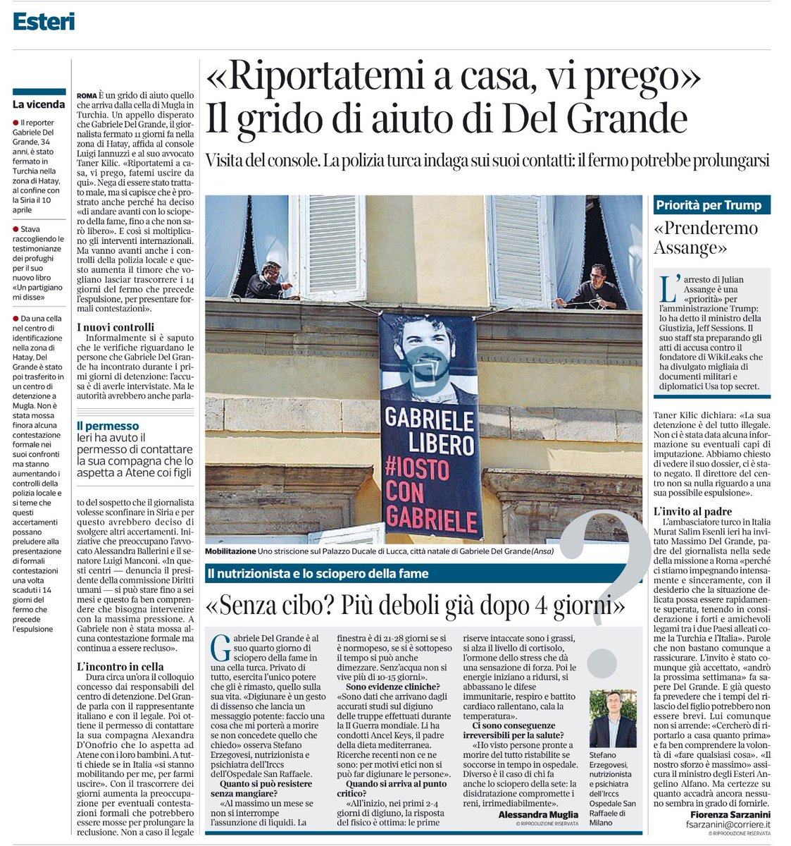 Turchia. Del Grande riceve la visita del console, ma resta in cella senza una imputazione
Dal <a href="/Corriere/">Corriere della Sera</a>