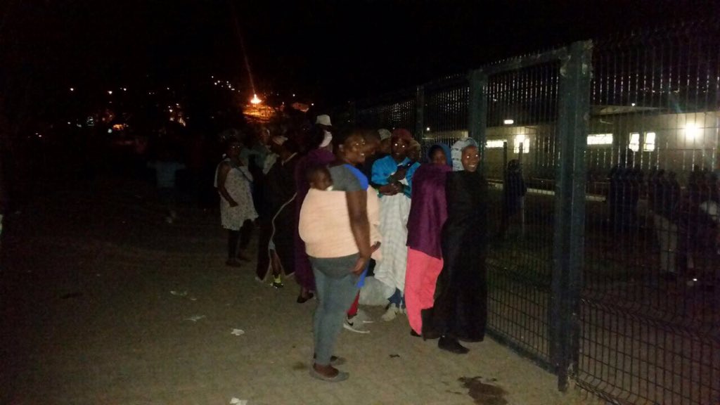 thula_thula_org's tweet photo. Queuing through the night,fire victims await their final donation of kitchen, bedding and grocery packs. #thulathula https://t.co/OB1VqvKraN